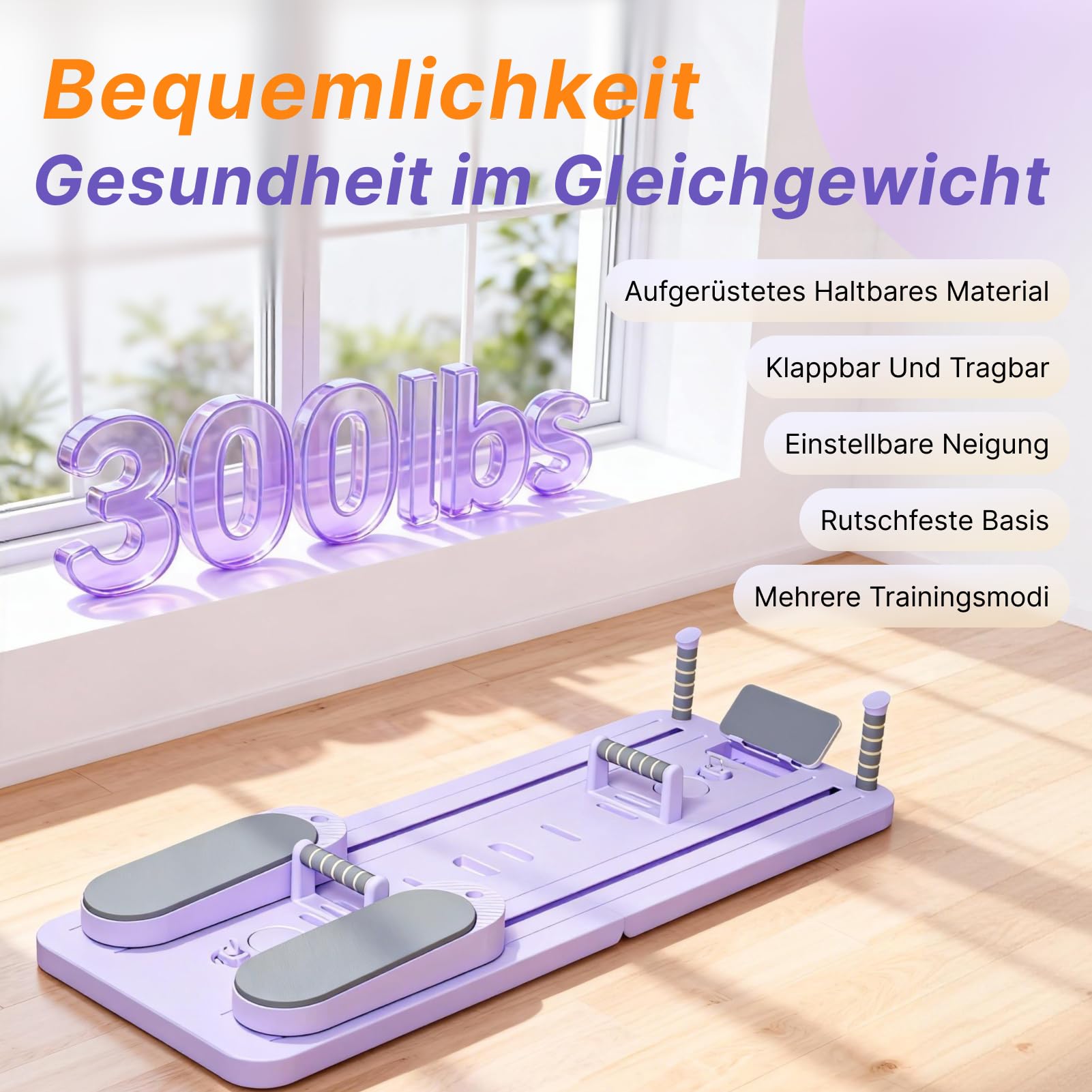 Reformer Pilates Multifonction Pliable avec Bandes de Résistance, Appareil d’Entraînement Complet du Corps et Abdominal pour Gym à Domicile, Compact et Facile à Ranger