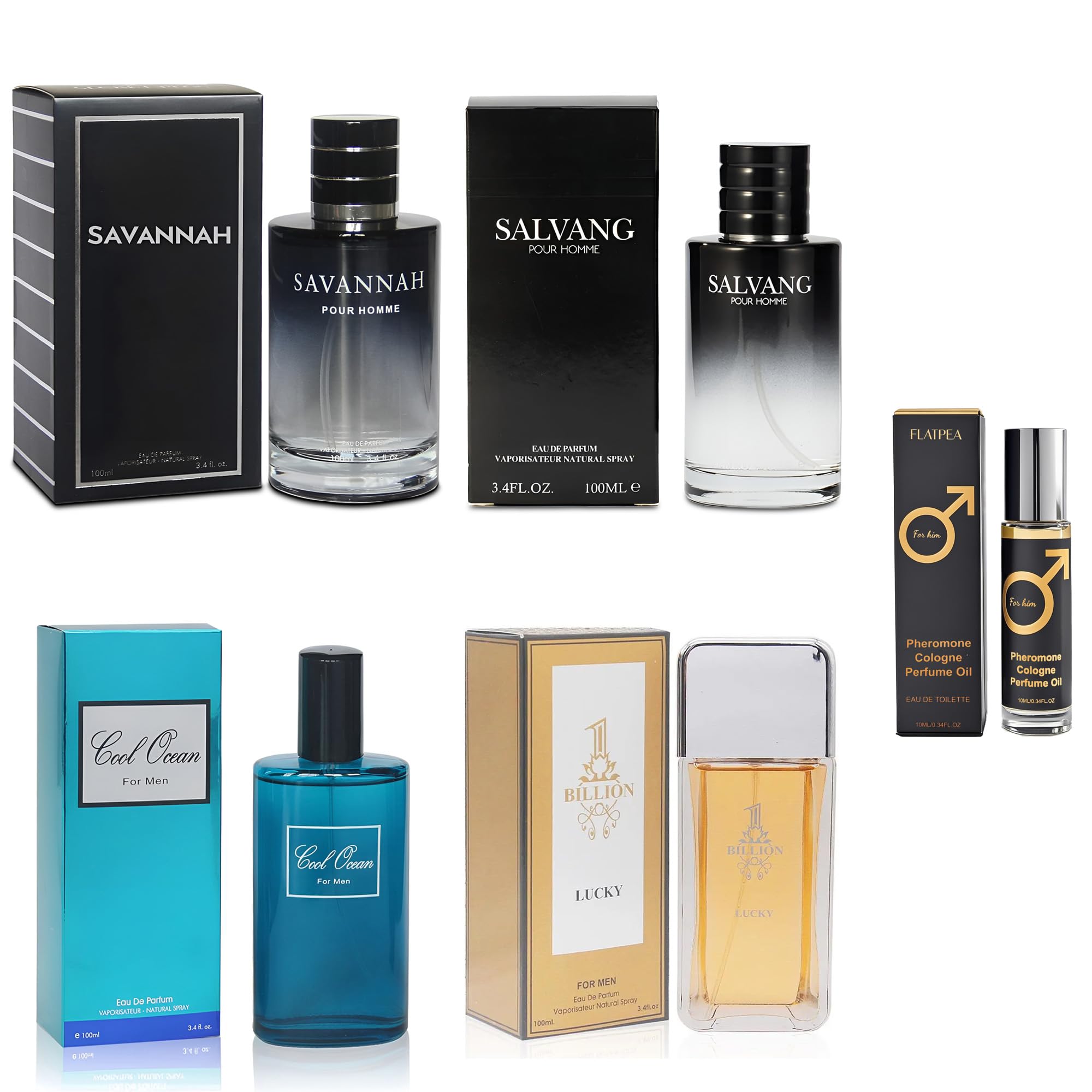 Mens Cologne Gift Set - Variety Pack of 4 Long Lasting Fragrances with 10ml Pheromone Cologne for Men