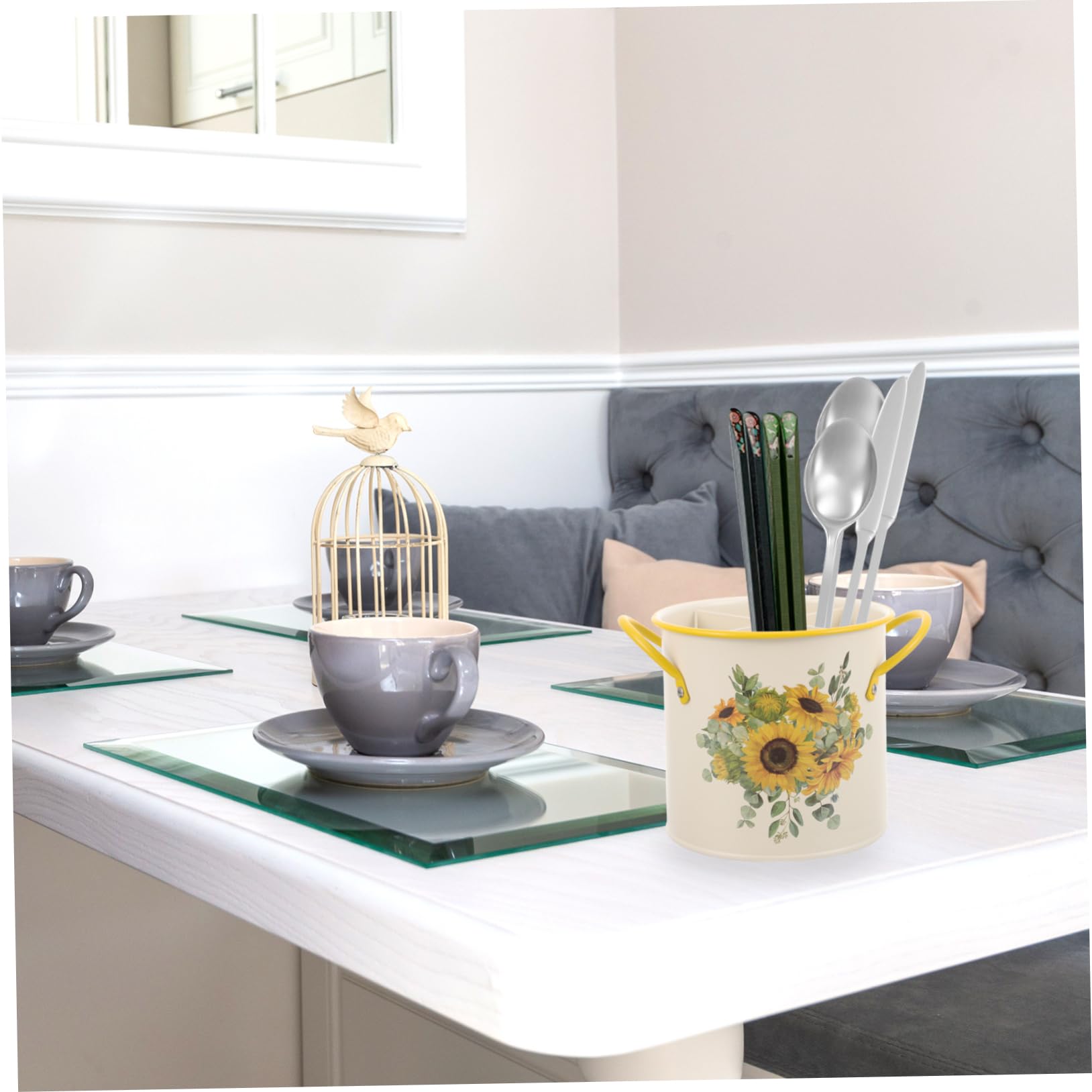 LIFKOME Support à Baguettes Décoratif en Fer Galvanisé Espace de Rangement Suffisant, Organisateur D'ustensiles Cuisine Maison Présents de Pendaison de Crémaillère