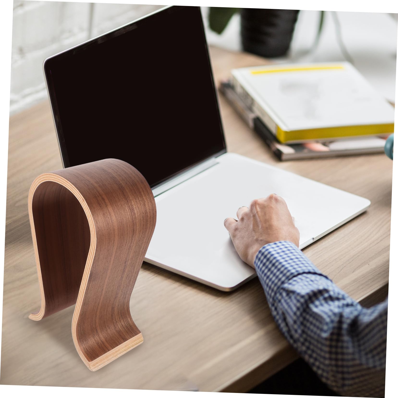 Homoyoyo Soporte De Auriculares De Madera Natural Soporte para Escritorio Exhibidor De Auriculares Diseño Sencillo y Compacto Almacenamiento Resistente y Duradero