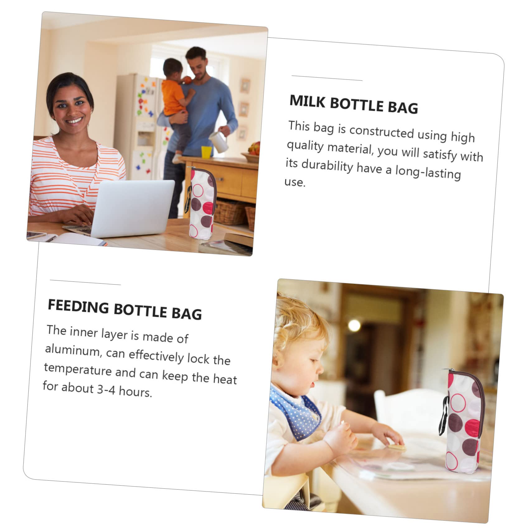 Beatifufu Sulated Baby Bottle Bag Portable Feeding Sack for Breast Milk Storage Cool Fresh Stroller Handle Attachment