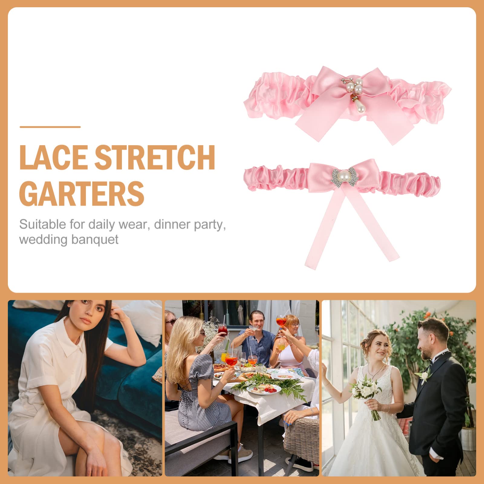 Abaodam 8stücke Teiliges Set Strumpfbänder Für Bräute Dekorative Beinstrümpfe Rosa Mit Eleganten Perlen Für Hochzeitszeremonie Und