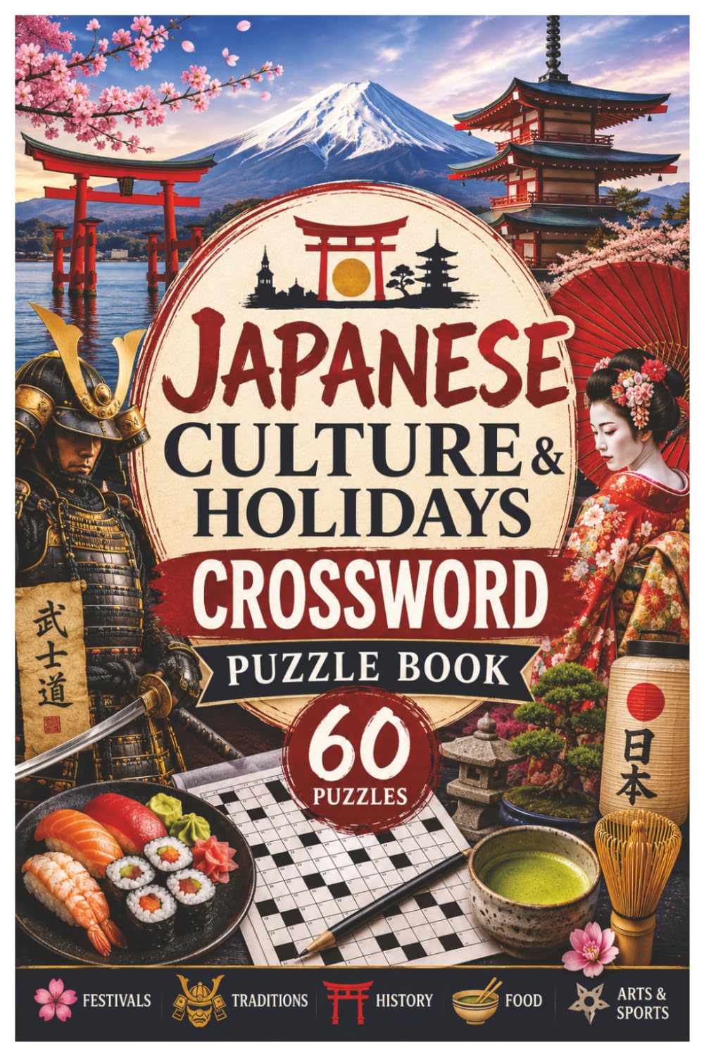 Japanese Culture & Holidays Crossword Puzzle Book: 60 Fun and Educational Crossword Puzzles Featuring Japanese Festivals, Holidays, Traditions, Food, ... History, Nature, Arts, and Cultural Heritage