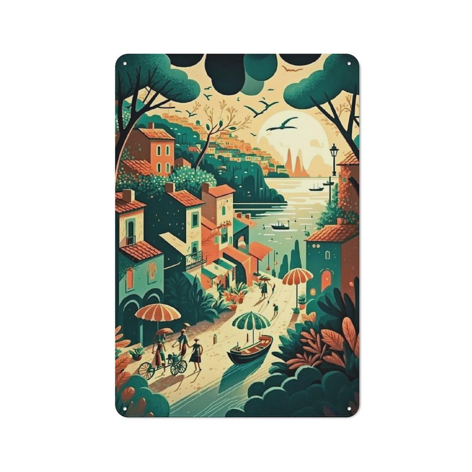 Junmoney Dreamy Countryside Metal Wall Sign 30X20cm, Retro Decor For Pub Or Café, For Vintage Wall Decor Fans, For Garage And Workshop Walls