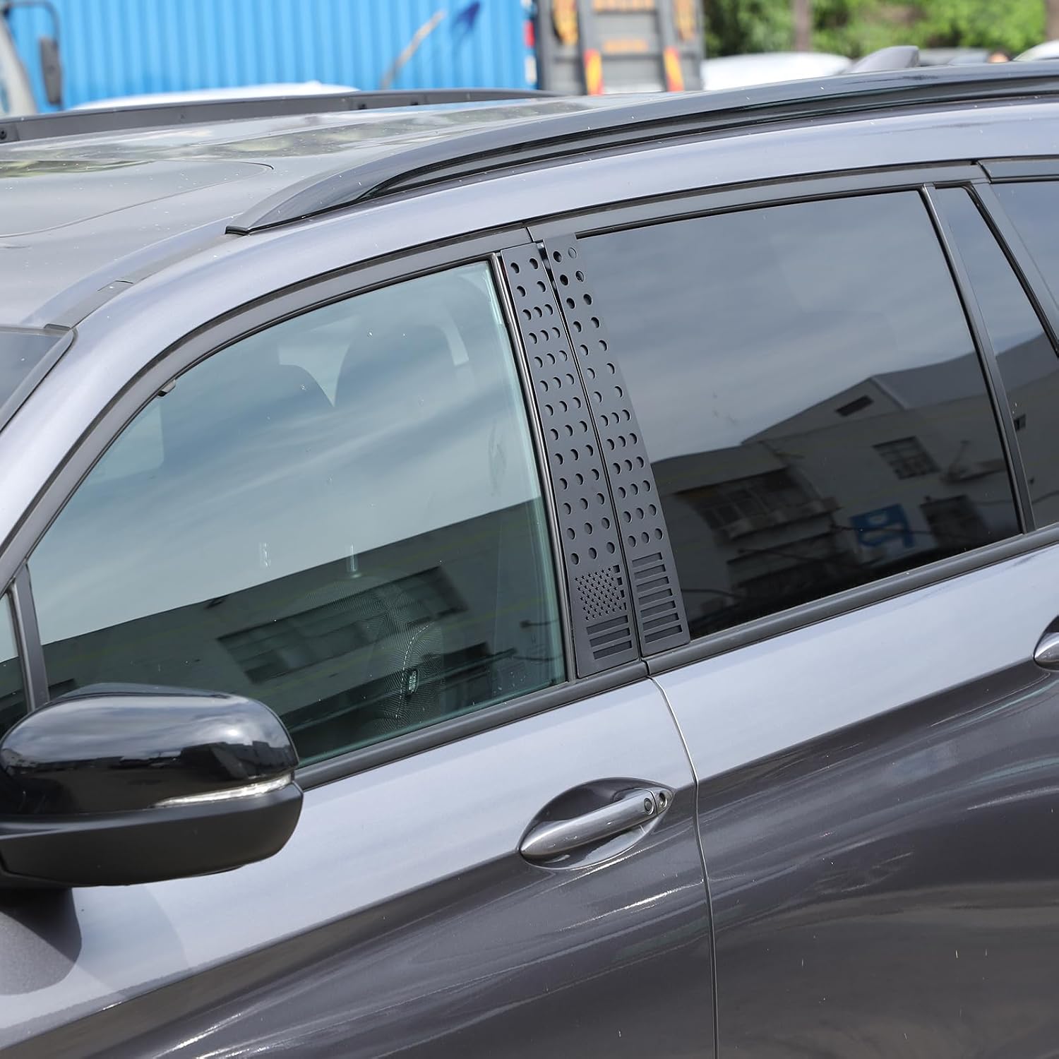 4PCS B Pillar Trim Cover Car Center Pillar Trim Center Car Center Pillar Honeycomb Trim Suitable for Honda Pilot 2015-2022 Door Pillar Post Trim Aluminum Alloy (US Flag Style)