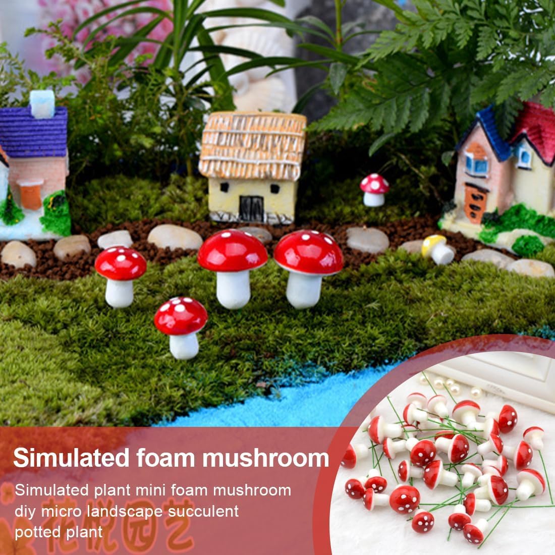 YANGWEN 30 Pezzi Mini Funghi Decorativi - Funghetti in Schiuma per Giardino Fatato, Bonsai e Micro Paesaggio - Decorazioni per Piante, Acquari e DIY