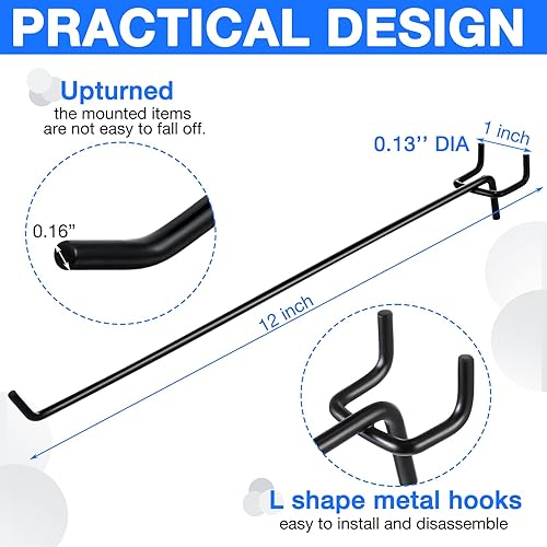 Miniatura 2 de Shimeyao 100 ganchos de acero inoxidable para estanterías para tablero de clavijas, gancho para tablero de clavijas, gancho para colgar tablero de