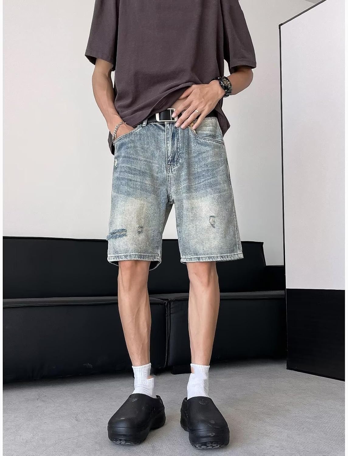 Men’s Lightweight Denim Shorts Vintage Breathable