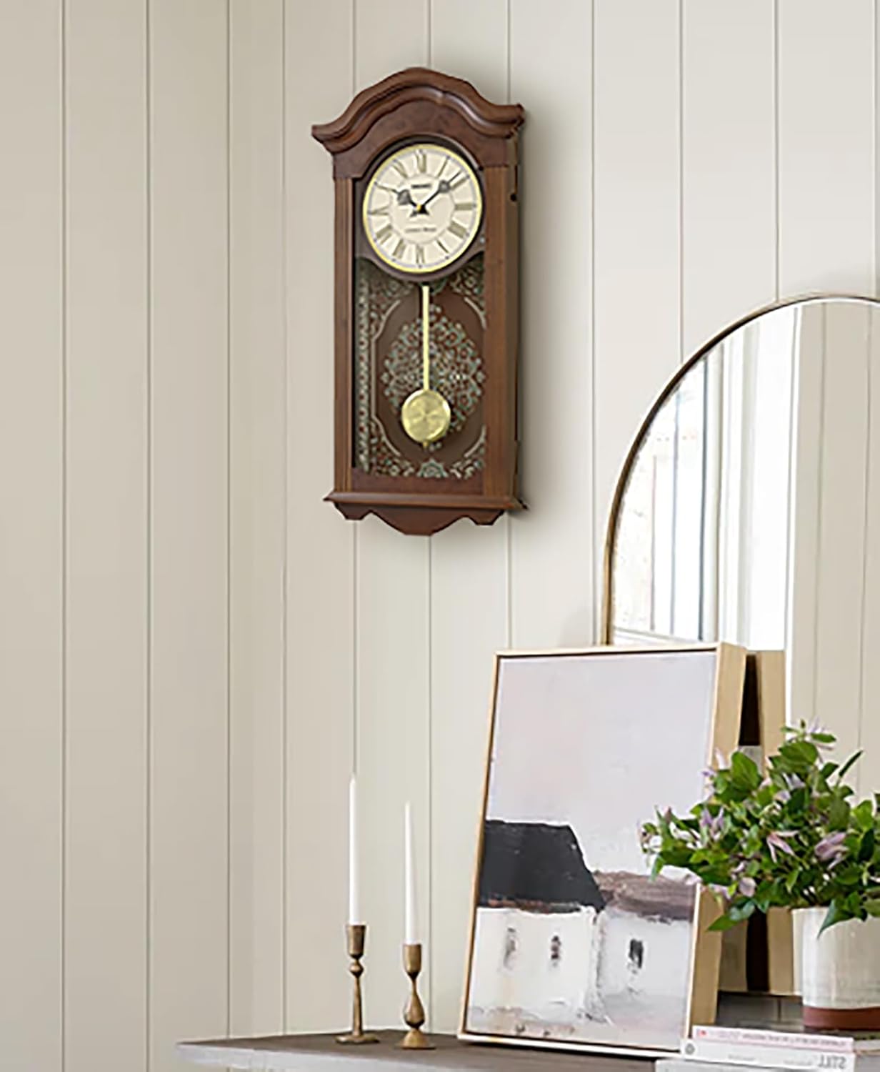 SEIKO QXM618BLH Tapestry Print 18 Melodies/Westminster Chime Pendulum Wall Clock, 23 x 11 Inches