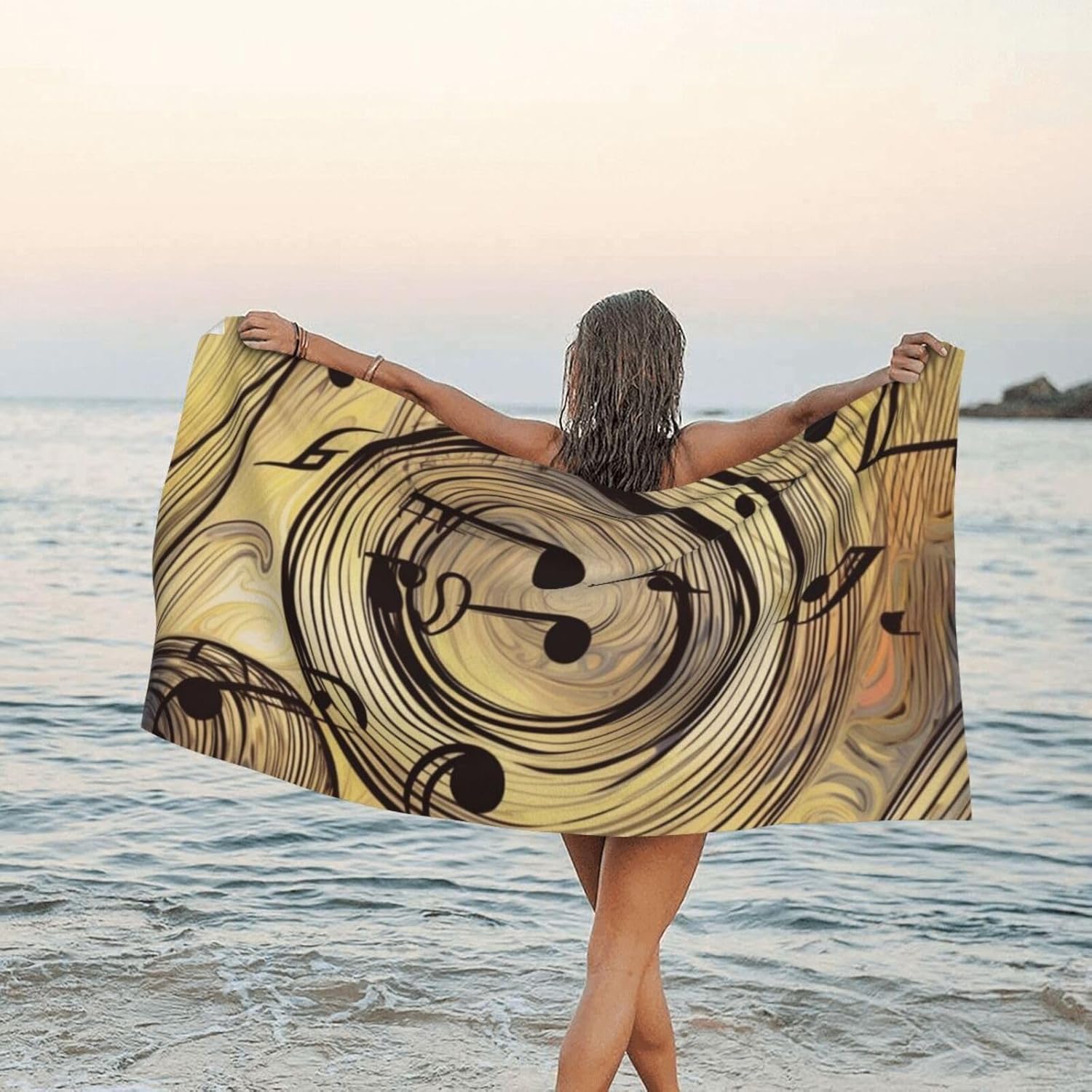 KHiry Microfiber Towel Beach Towels Muisc Note Quick Dry Towel Soft Lightweight Travel Towels Absorbent Large Easy Pack Travel Things Beach Blanket for Gym Sports Swimming
