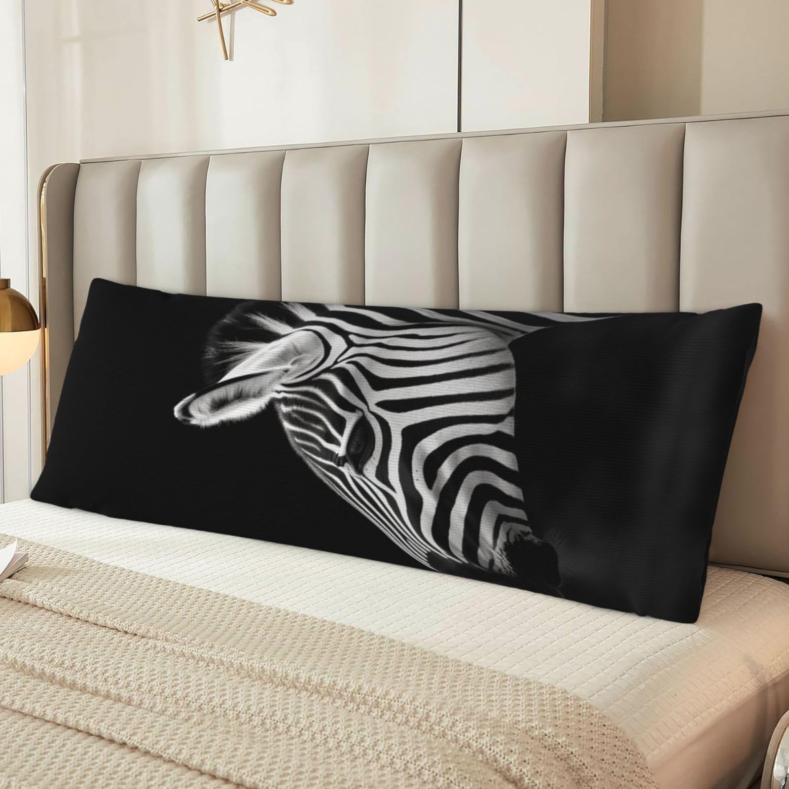 Black & White Zebra Body Pillow Case Cover, Microfiber Long Pillow Cases, Ultra Soft and Cozy Plush Body Pillowcase Decorative Long Bed Pillow Cover for Sleeping 20x54 Inches