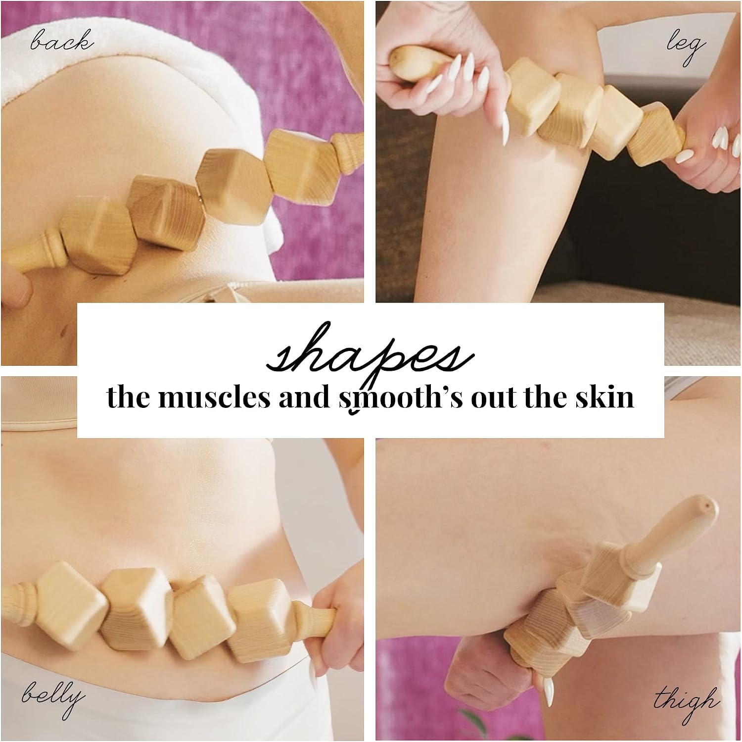 tuuli Accessories - Dice Wooden Massage Roller for Waist and Thigh, Multi-Functional Body Roller for Cellulite and Muscle Tension, Natural Massager for Women and Men