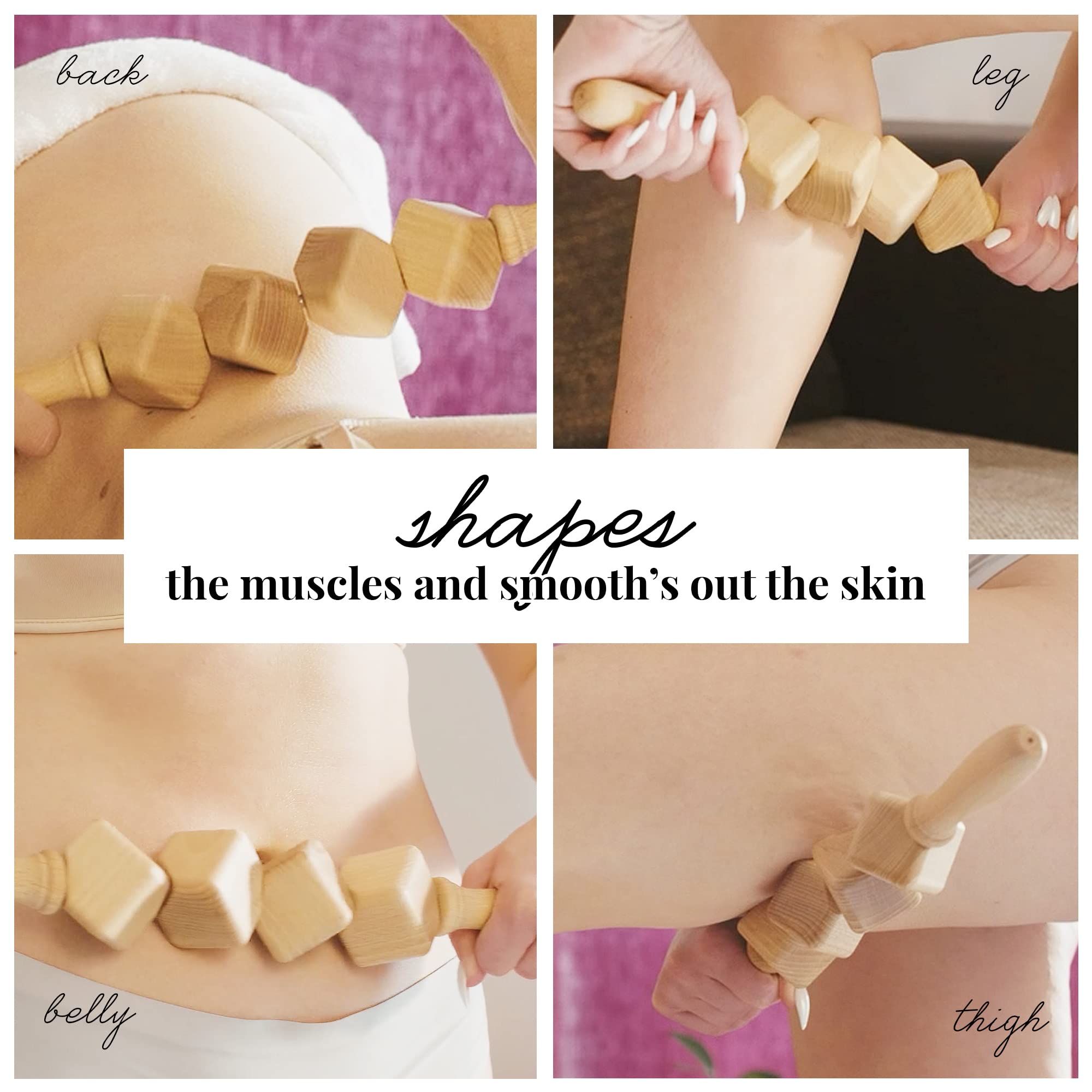 Tuuli Accessories Anti Cellulite Masseur Rouleau à Cubes de Massage Appareil Maderothérapie Bois 40 cm