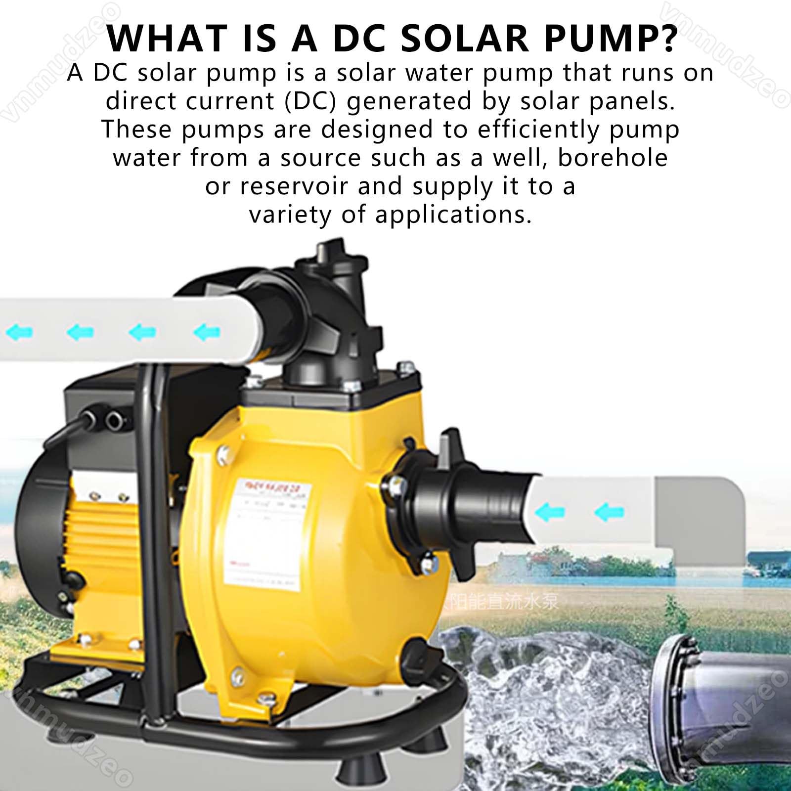 Bomba solar para pozo profundo, 48 V 72 V CC, flujo de 6 m³/h, cabezal de 98 pies, para riego de ganado y llenado de tanques, 800 W