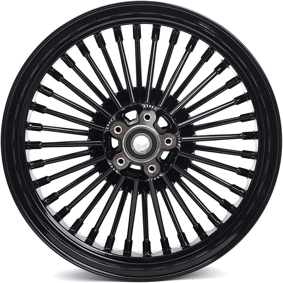 TOFR 16x3.0 Black Rear Wheel Rim 36 Fat King Spokes Tubeless For Harley Heritage Softail 2000-2022 Deluxe 2004-2019 FXST Standard 00-05 FatBoy 2000-2006 Dyna FXDB Street Bob FXDL Low Rider 2000-2005