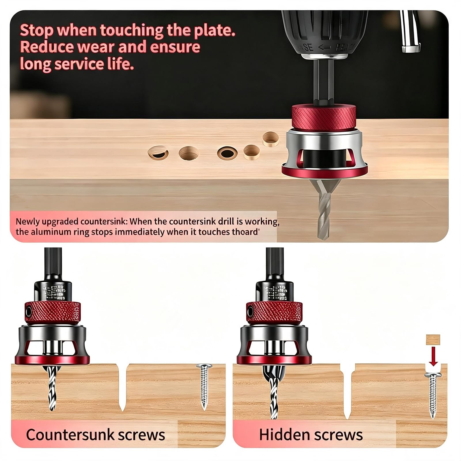 Countersink Drill Bit Set - 9 Piece DIY Woodworking -6 Countersink Drill Bit Set - 9 Piece DIY Woodworking -6