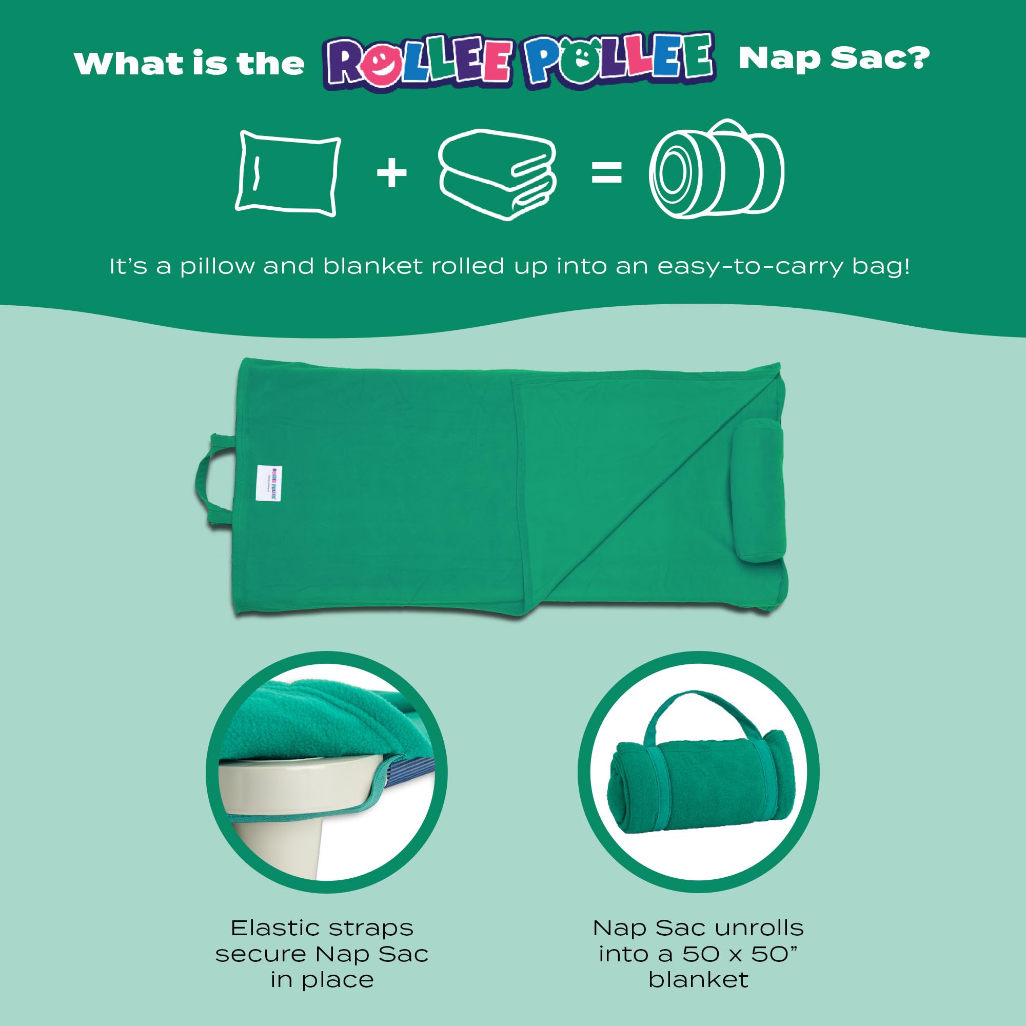 Northwest Rollee Pollee Nap Sac Roll-Up Toddler Blanket with Attached Pillow – Soft Fleece Preschool Nap Mat for Daycare or Travel – Machine Washable – Hello Kitty