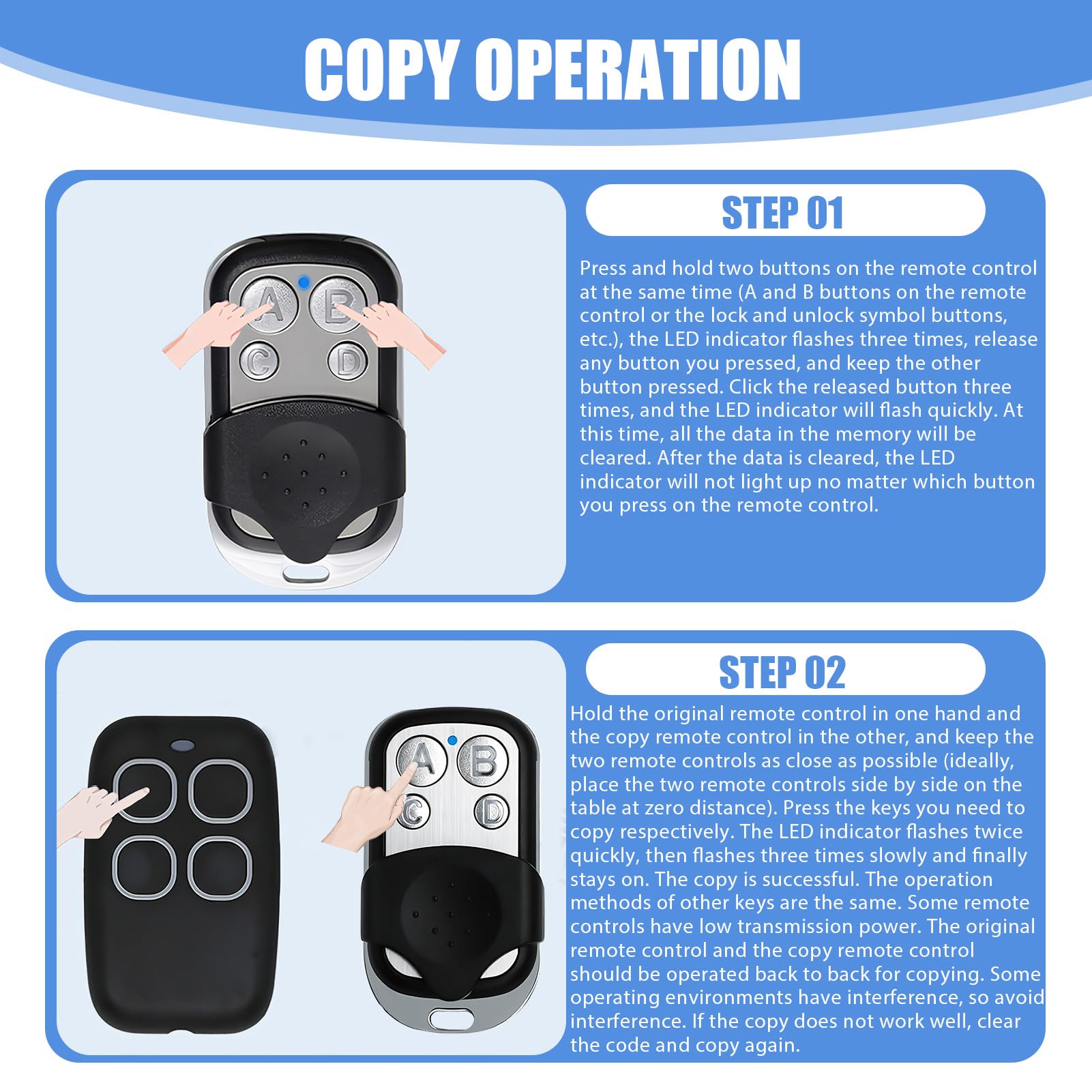 3Pcs Gate Remote Control Fob Universal Garage Door Opener Remotes 433.92MHz Electric Gate Fob with Key Cover Slide 4 Button Fixed Code Duplicator - Image 2