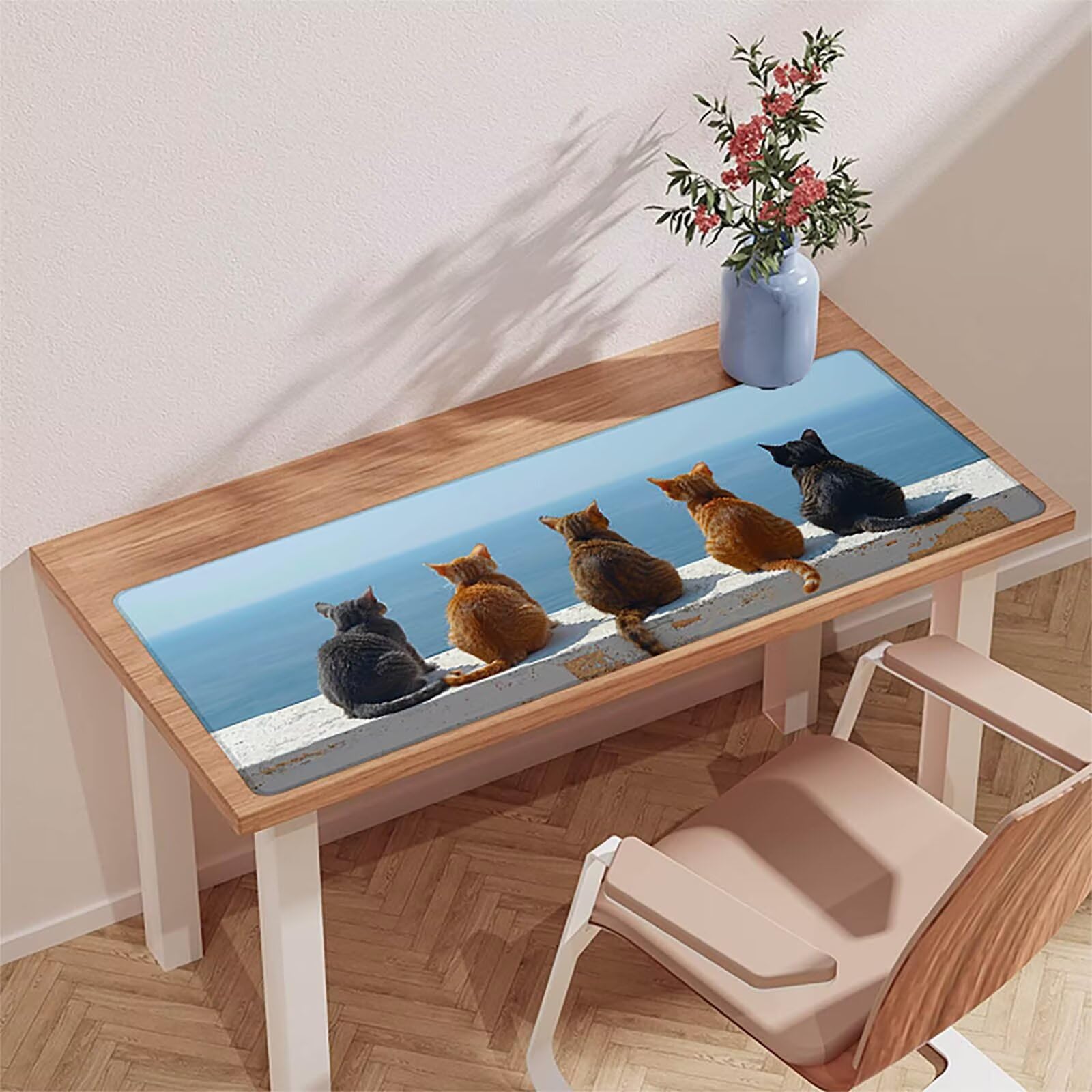 Niebieska podkładka pod mysz do gier, podkładka pod mysz XXL 1200 x 600 x 3 mm, podkładka pod mysz ze zszytymi krawędziami, podkładka na biurko z antypoślizgową gumową podstawą, akcesoria do gier