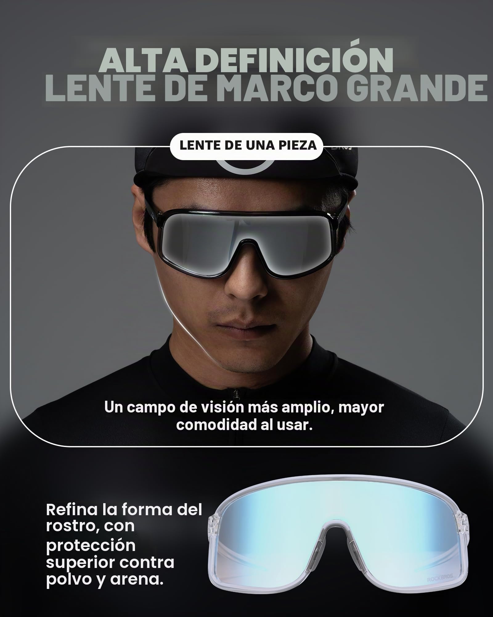 ROCKBROS Gafas de Ciclismo, Gafas Fotocromáticas al Aire Libre para Bicicleta, Anteojos Deportivos de Sol para Hombres y Mujeres