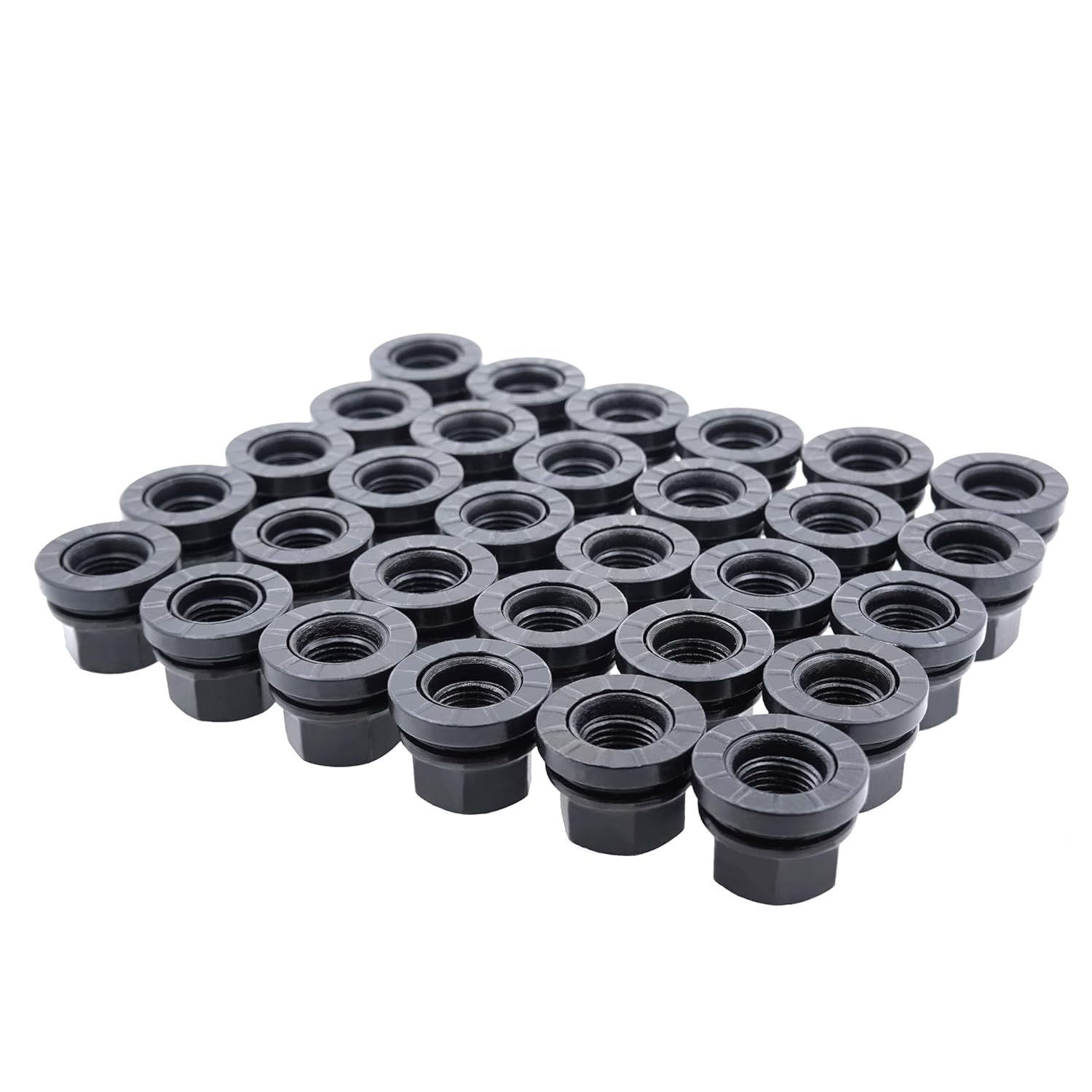 EZAccessory Wheel Lug Nuts Replacement for Ford F250 F350 2003-2025 14x1.5 Thread Flat Washer Black Set of 32