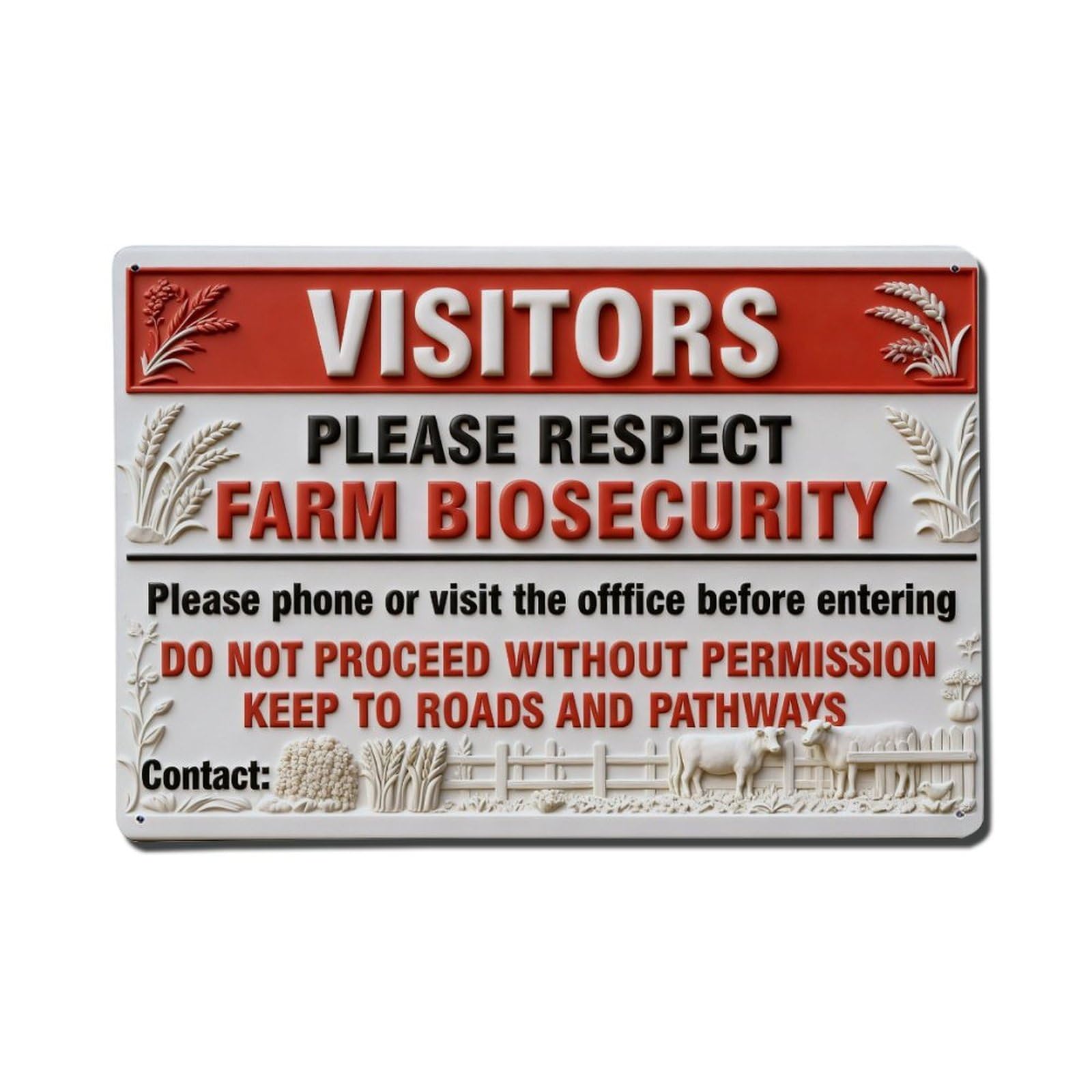 Visitors Please Respect Farm Biosecurity Vintage Metal Tin Sign Retro Wall Decor, Bar Garage Cafe Kitchen Home Wall Art Poster Decoration 8x12inches