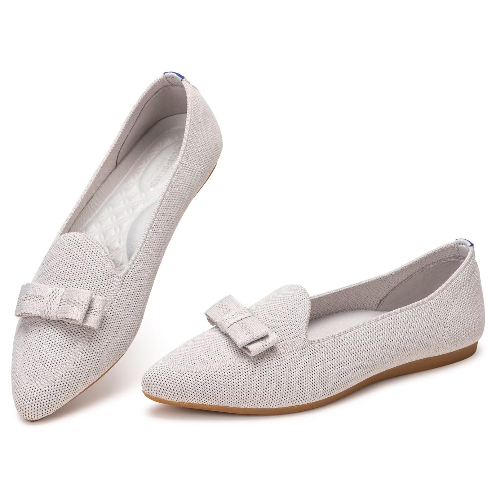 Frank Mully Loafer Flats für Damen Lässiger Strickstoff Schuhe Waschbar Schnürschuhe mit spitzer Zehenpartie Bequeme Schuhe im Ballettstil für