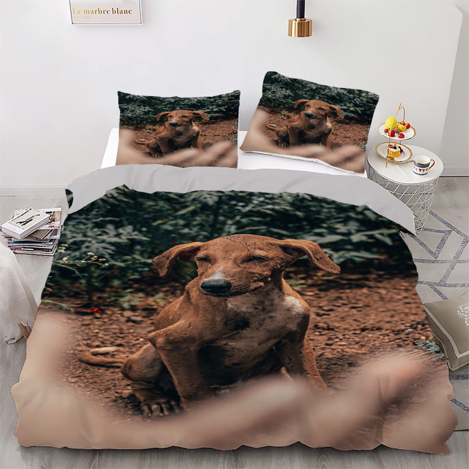 Housse de couette 140x200 chien chocolat pour une chambre d'enfant cocooning