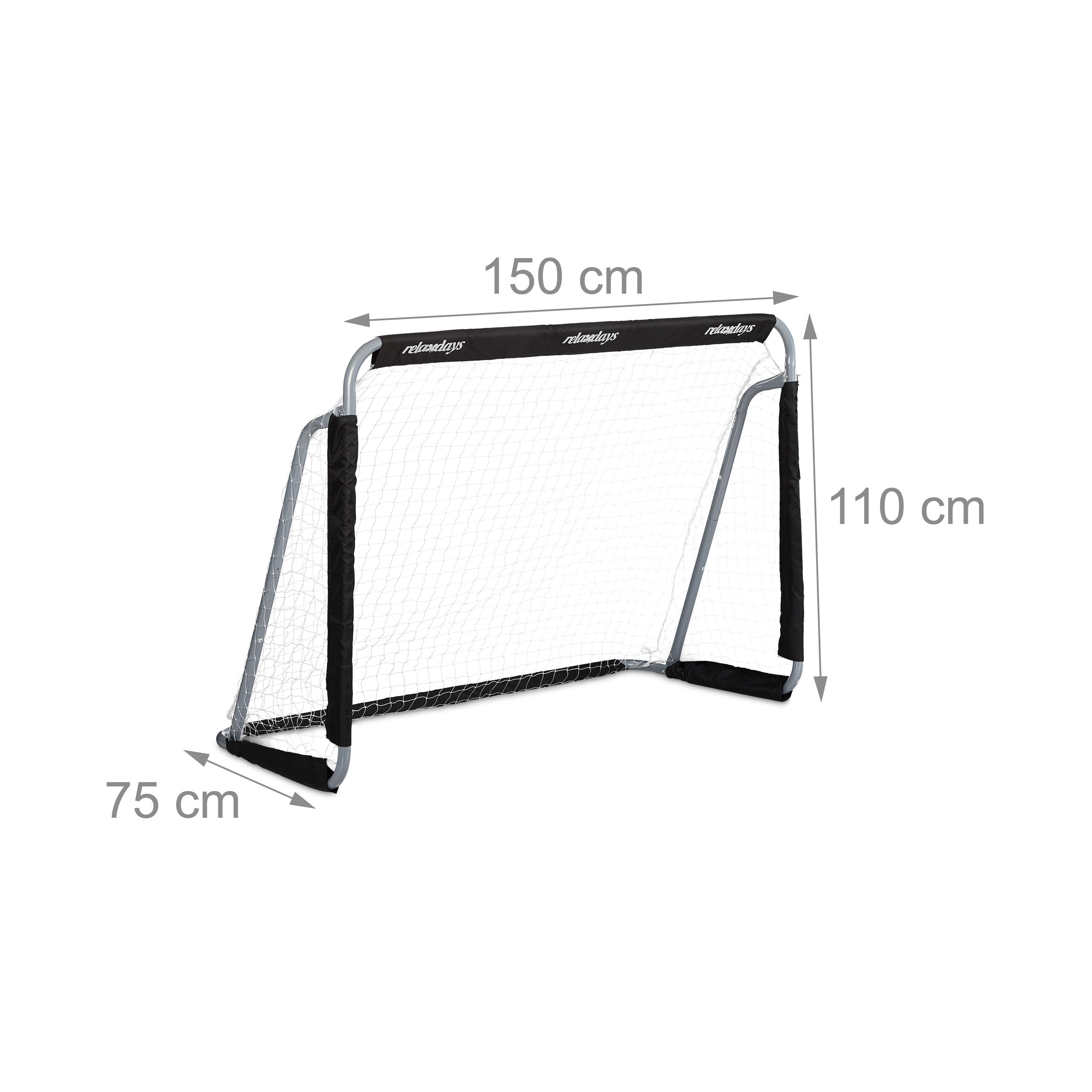 Relaxdays Porta Calcio Giocattolo, Rete per Bambini & Adulti, Piccole per Giardino, HLP: 110x150x75cm, Grigio/Nero