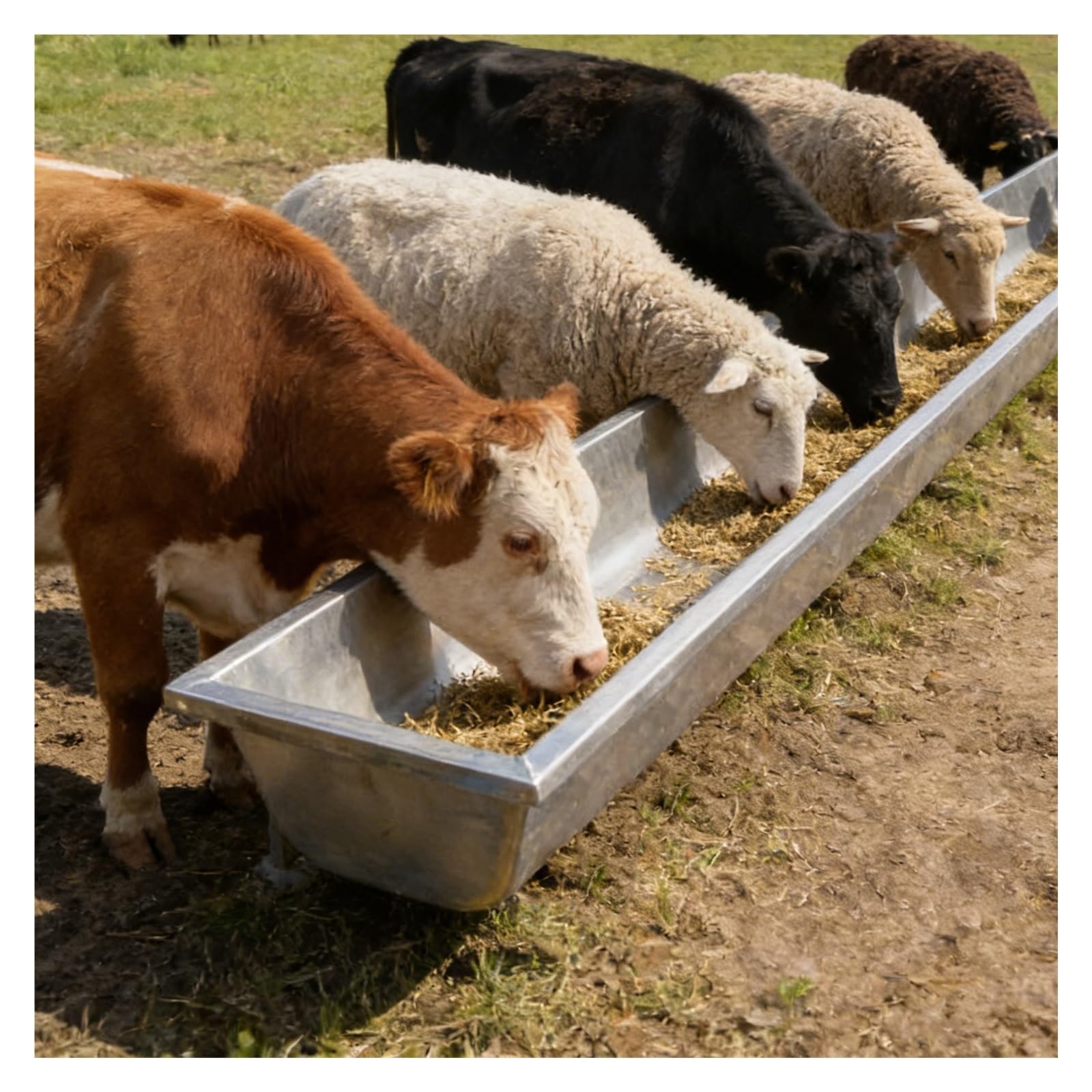 ERRULAN mangeoires pour porcs Comedero Grande para Ganado, ovejas, Caballos, comederos de Agua para Ganado espesados ​​de Acero Inoxidable, alimentación de Aves de Corral(50x30x18cm(19.7x11.8x7in))