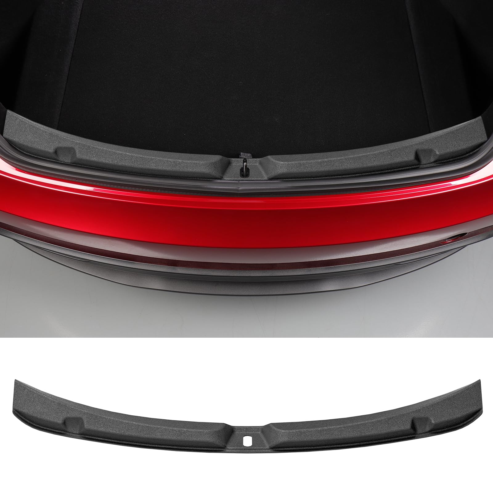 LUCKEASY for Tesla Model 3 Highland 2024 2025 New Rear Bumper Guard Trunk Tailgate Entry Guard Trunk Bumper Protector Guard Rear Interior Accessories TPE 1PC Black(M3-23WXTTY)
