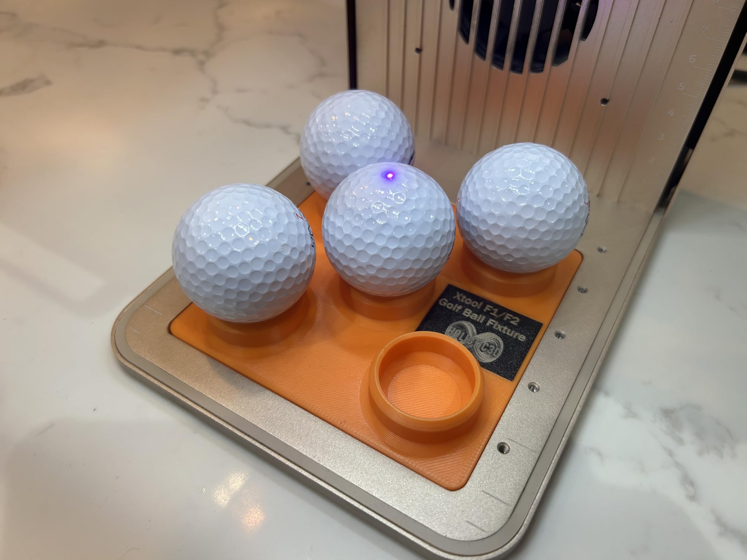 Holistic3D 5 Golf Ball Engraving Fixture Jig for xTool F1 & F2, Orange, PLA Plastic, Batch Engraving