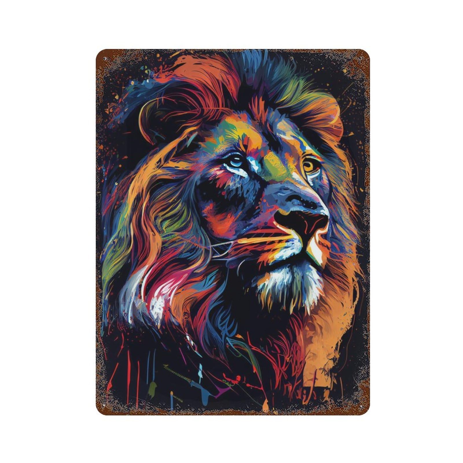 Garage Style Lion Color Decorative Tin Sign 15.7"x11.8", Farmhouse Wall Decor for Bar And Workshop
