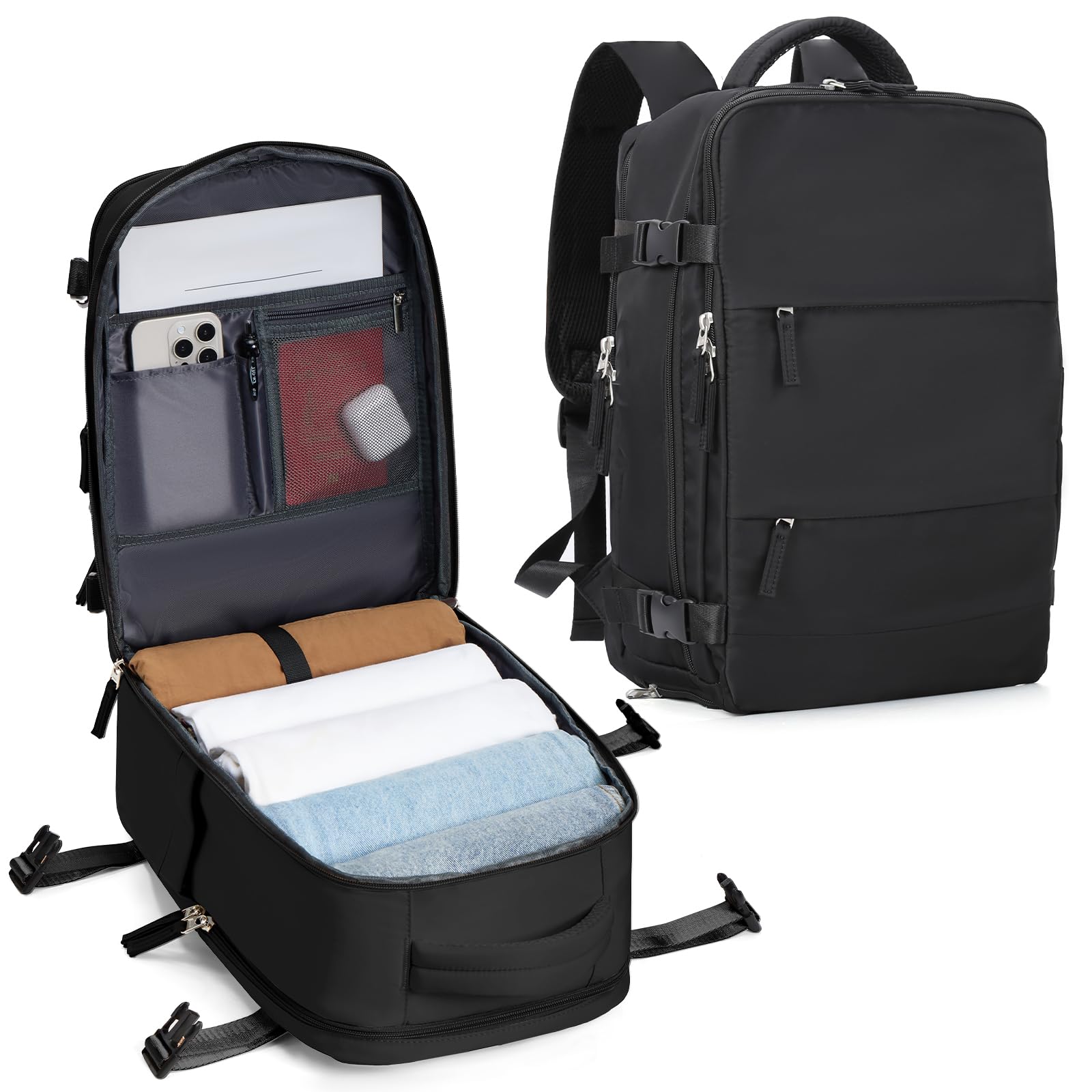 SZLX Zaino Ryanair 40x30x20 Sottovuoto Zaino da Viaggio 40x20x25 Bagaglio a Mano 40x30x20 Wizzair Donna Uomo Borsa da Cabina per Easyjet 45x36x20 Adatto a Laptop da 14 Pollici Impermeabile per Lavoro