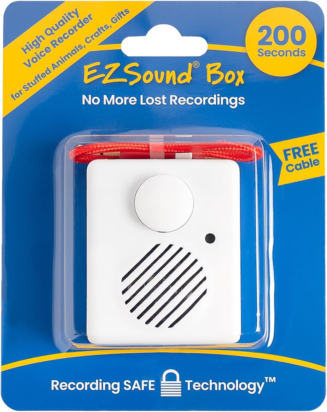 EZSound Box | 200 seconds Voice Recorder for Stuffed Animals | Recordable Button Sound Box for Crafters, Hobbyists, etc | Voice Box for Recordable Gifts | Build a Bear Voice Recorder | Toy Recorder