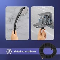 FEVONE Fekete Zuhanytömlő 175 cm - Sima PVC Zuhanycső Sárgaréz Csatlakozókkal, Univerzális 1/2" Csatlakozás, Csavarodásmentes, Szivárgásbizt 6