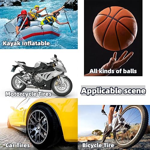 Miniatura 3 de Inflador de neumáticos de compresor portátil con medidor de presión mecánico, con 3 adaptadores de boquilla, inflador para neumáticos de automóvil,