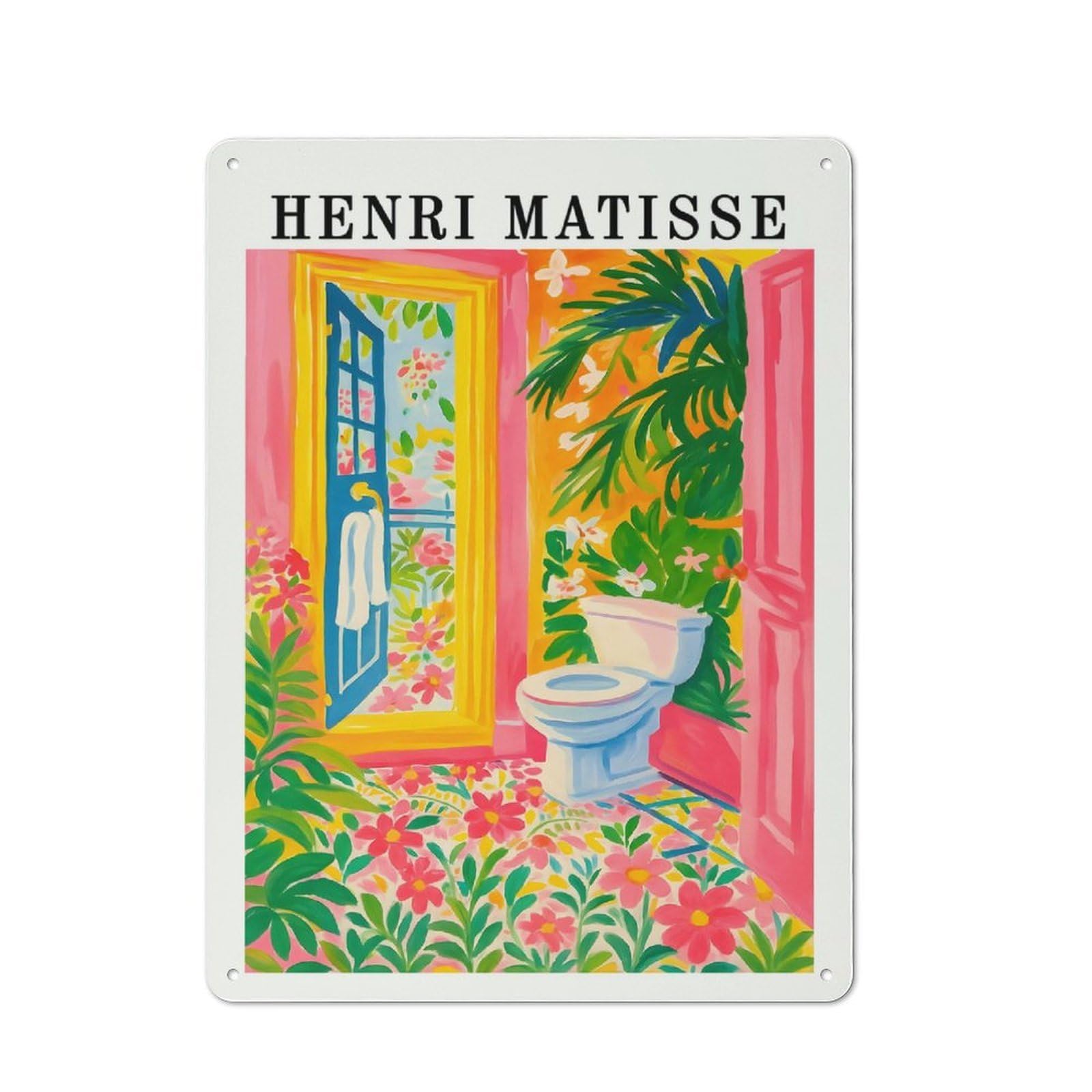 Junmoney Style-10 For Hobby Room Or Studio, Henri Matisse Inspired Bathroom Art Retro Metal Sign 40X30cm, A Decorative Gift For A Newly Furnished Hobby Room And Studio