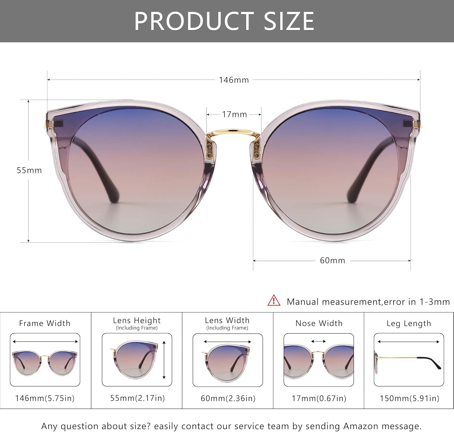 SUNGAIT Oversized Vintage Polarized Cat Eye Sunglasses for Women UV400 - Image 6