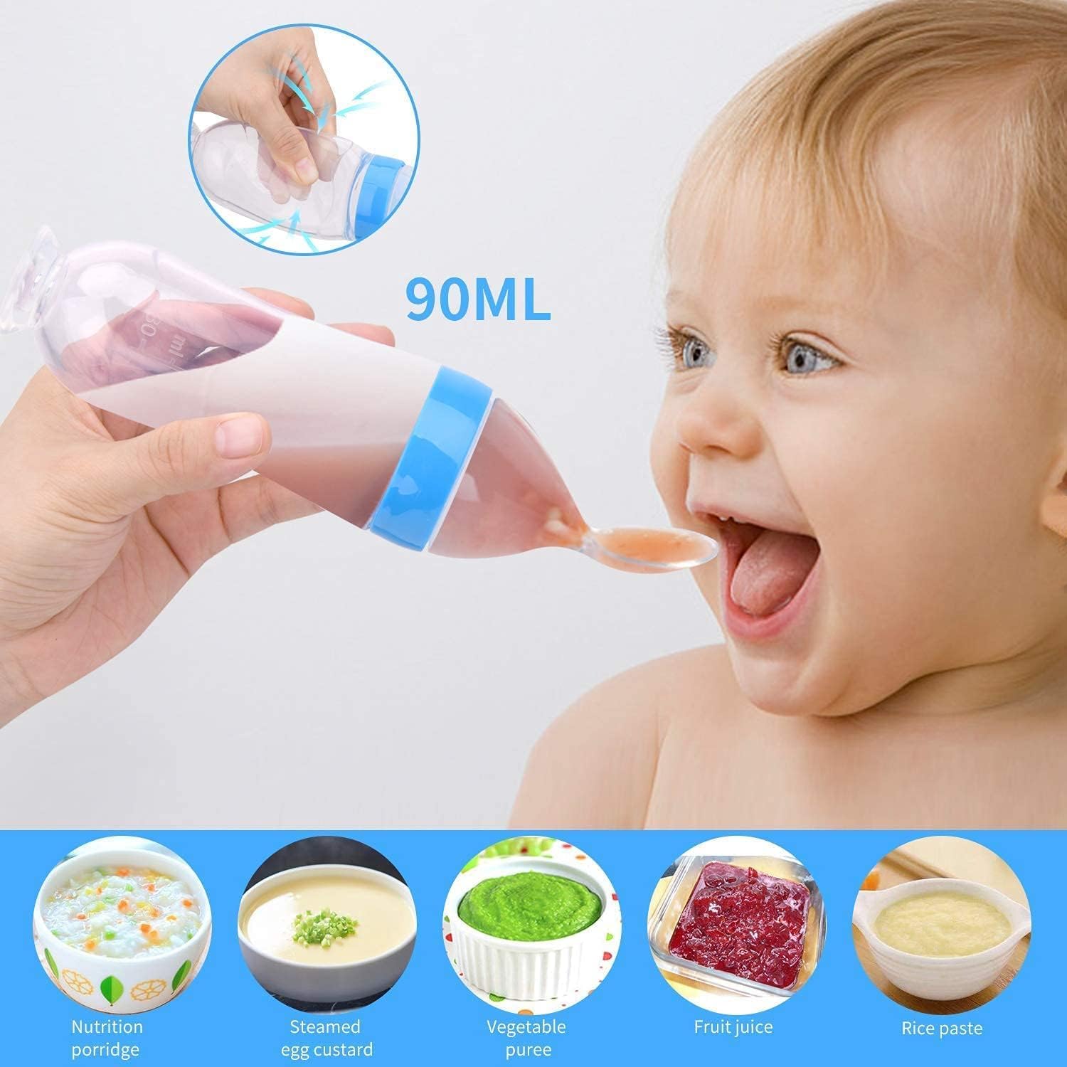 XIIAA Baby Combo Set of-9 Items [Steel Bottle,Bottle Cover,Silicone Spoon,Silicone Food Feeder,Fruit Feeder,Finger Toothbrush,TEETHER,NOSAL and BIB] (Blue) - Image 9 thumbnail