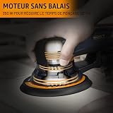 MAXXT Ponceuse excentrique 150 mm sans balais avec raccord tri-noyaux, course excentrique 5,0 mm, frein automatique (2 s), 6 vitesses réglables, 10 papiers abrasifs et 5 m de câble - 4