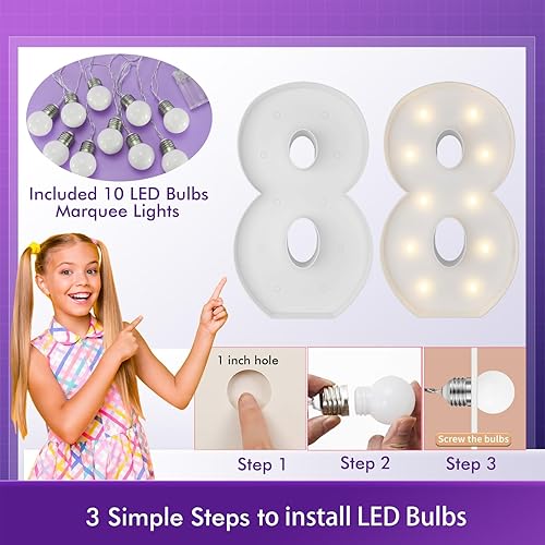 Vista 127 de Marco de números iluminados de 4 pies precortado, números de marquesina gigante, números 7, números de mosaico para globos, decoraciones de Número