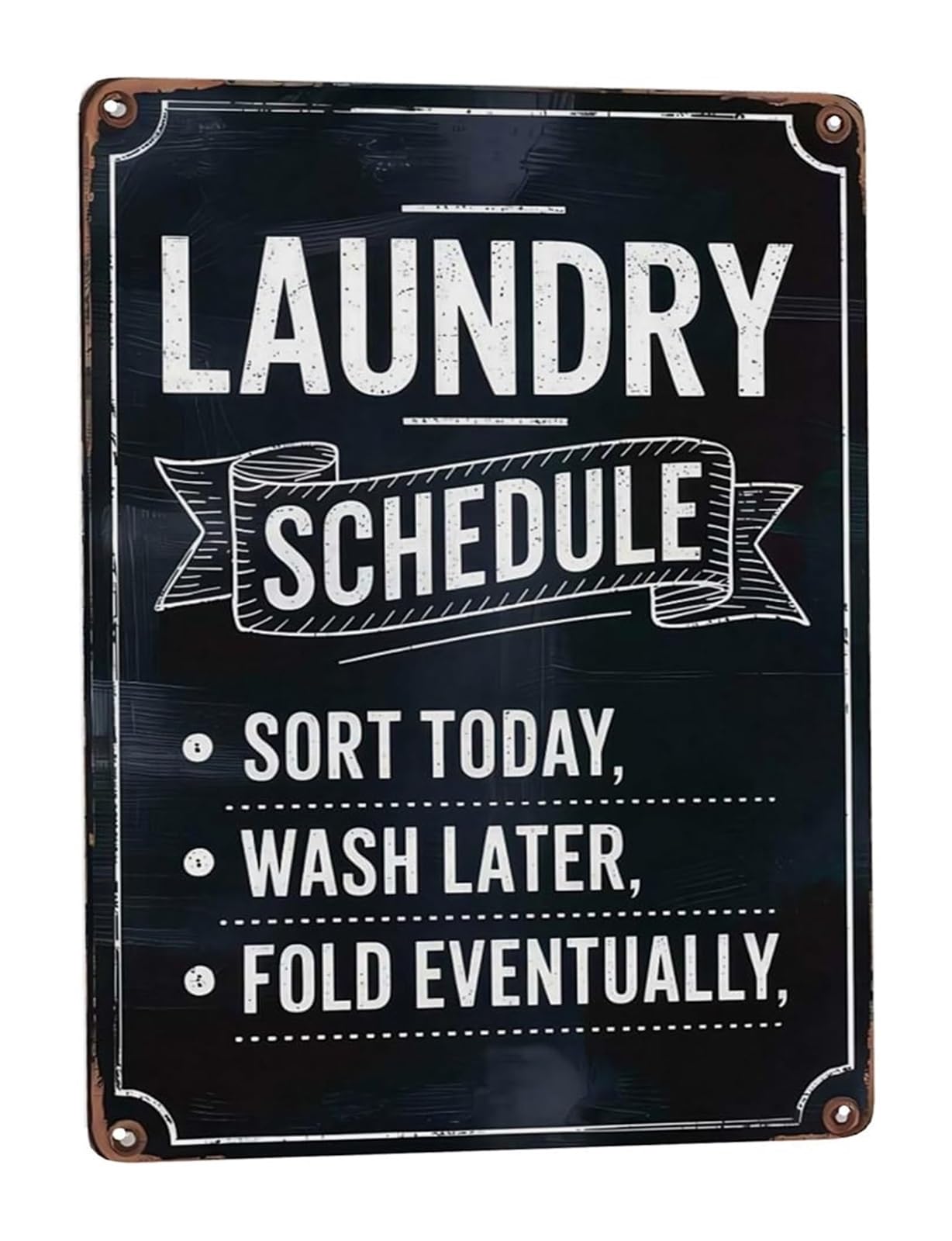 IDGTTLDF Farmhouse Laundry Plan Metal Tin Sign Retro Vintage Schedule Plaque for Laundry Room 8 X 12 in