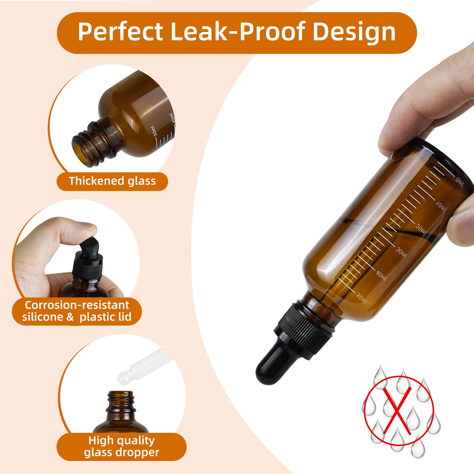 Cosmetische Bruine Fles Etherische Olie Met Druppelaar of Pipet, Geïsoleerd Op Wit Stock Foto