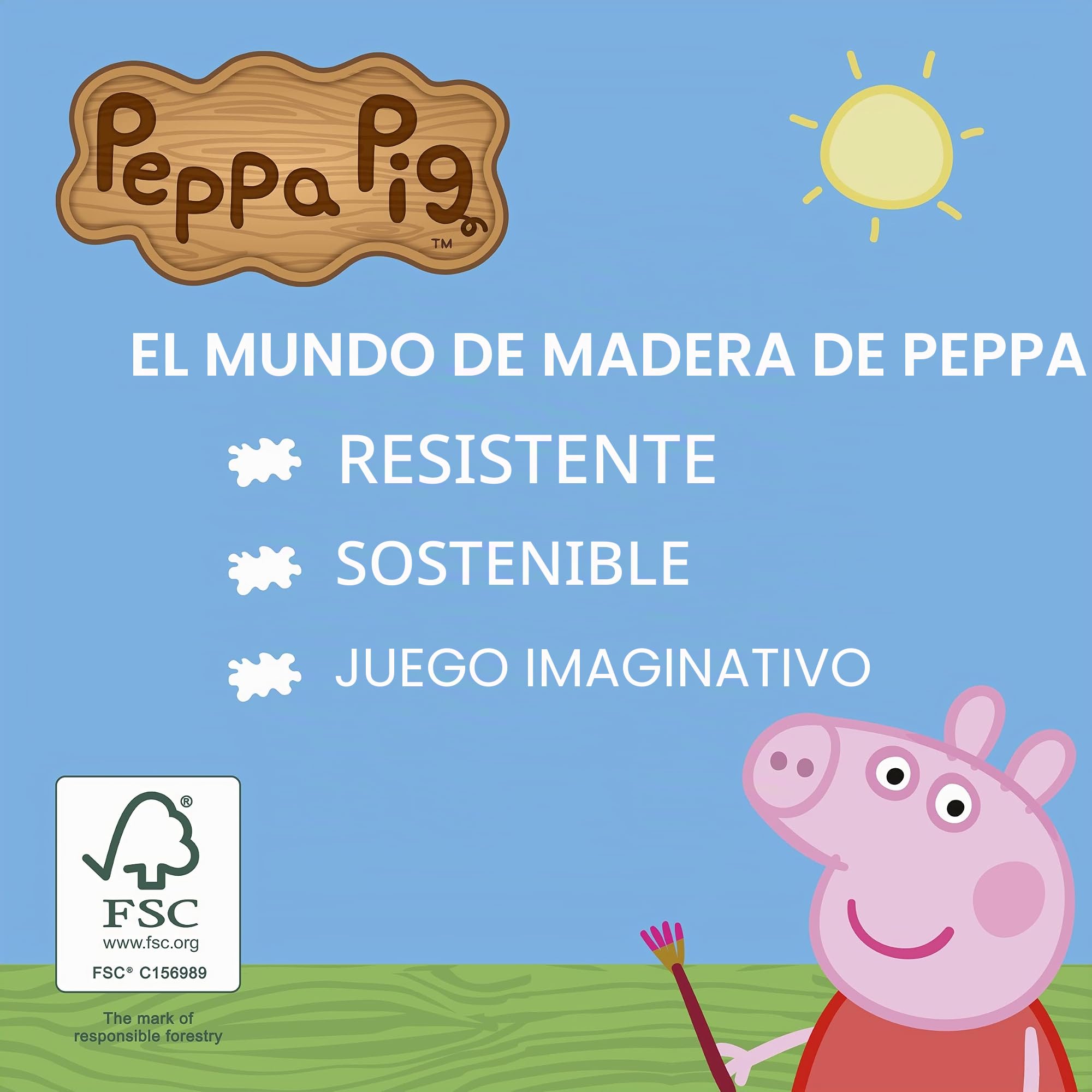 Peppa Pig Wooden Play Desk, Chalk Board and Storage Compartment. Made from FSC Certified Wood.