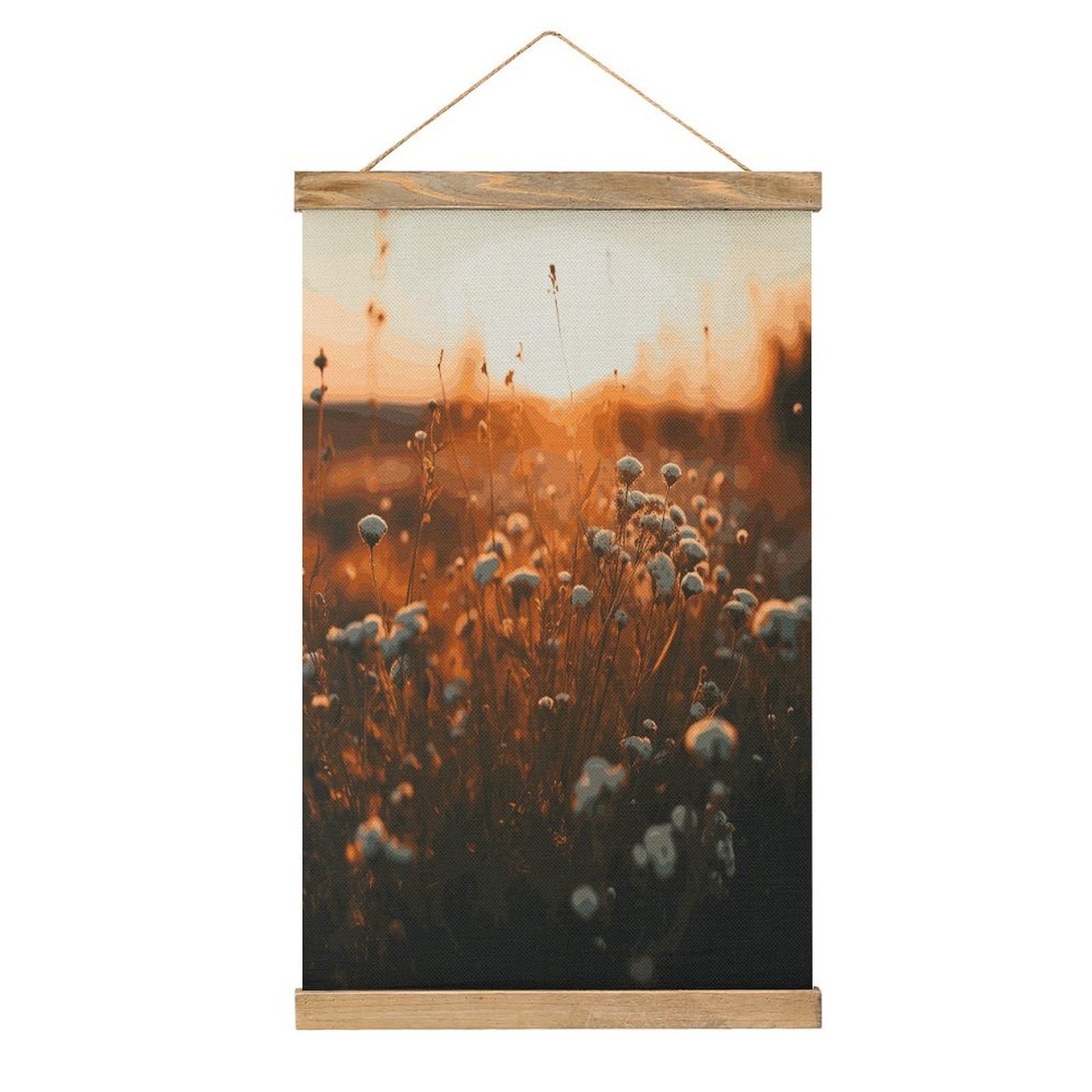 JTREHY Flowers in The Sunset Linen Hanging Painting Vintage Poster Wall Art Prints Personality Style Wall Hanging Poster for Living Room Office Bedroom Decor Frame 13.2 X 20.47 Inch