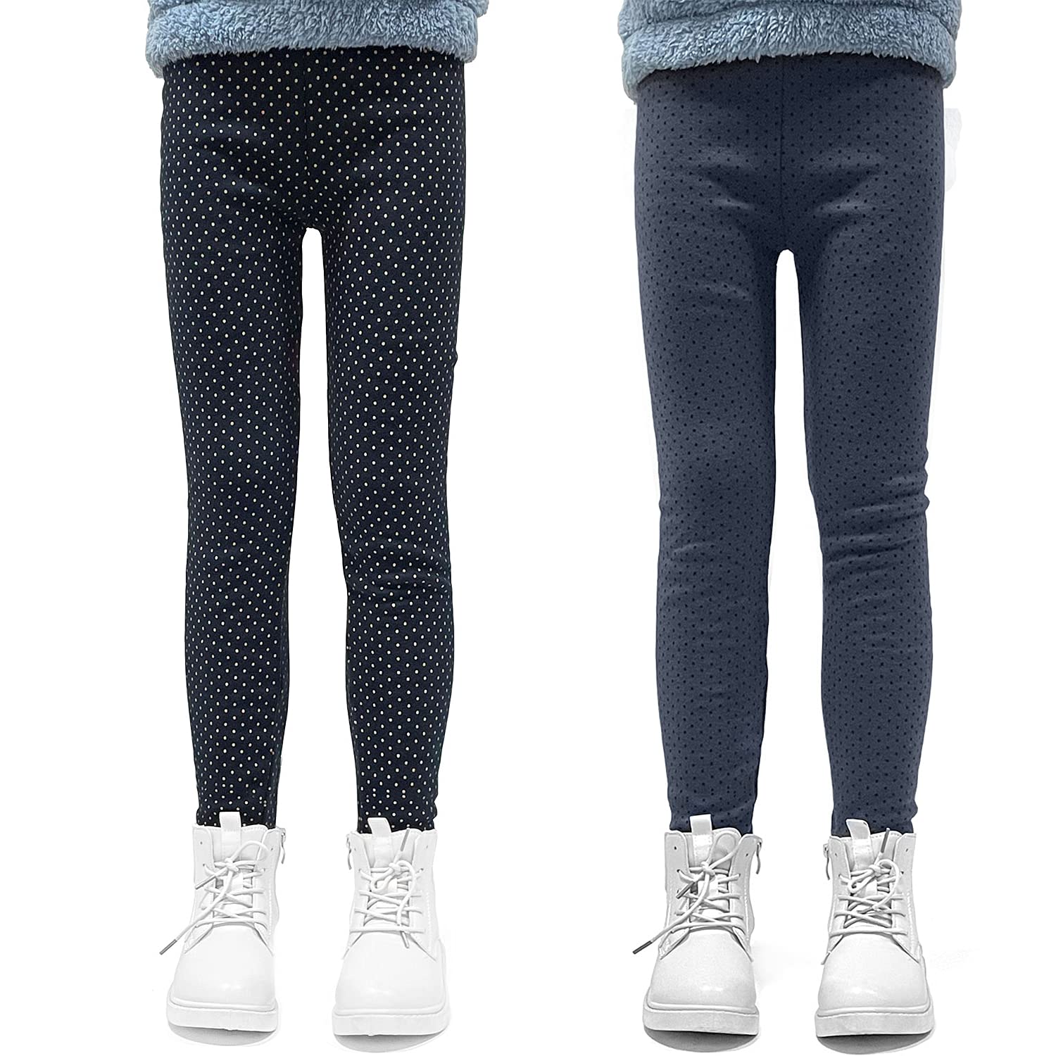 Leggings Niñas Pantalones de Lana Pantalones Largos Elásticos Medias Cálidos de Invierno para Niños Wave Point