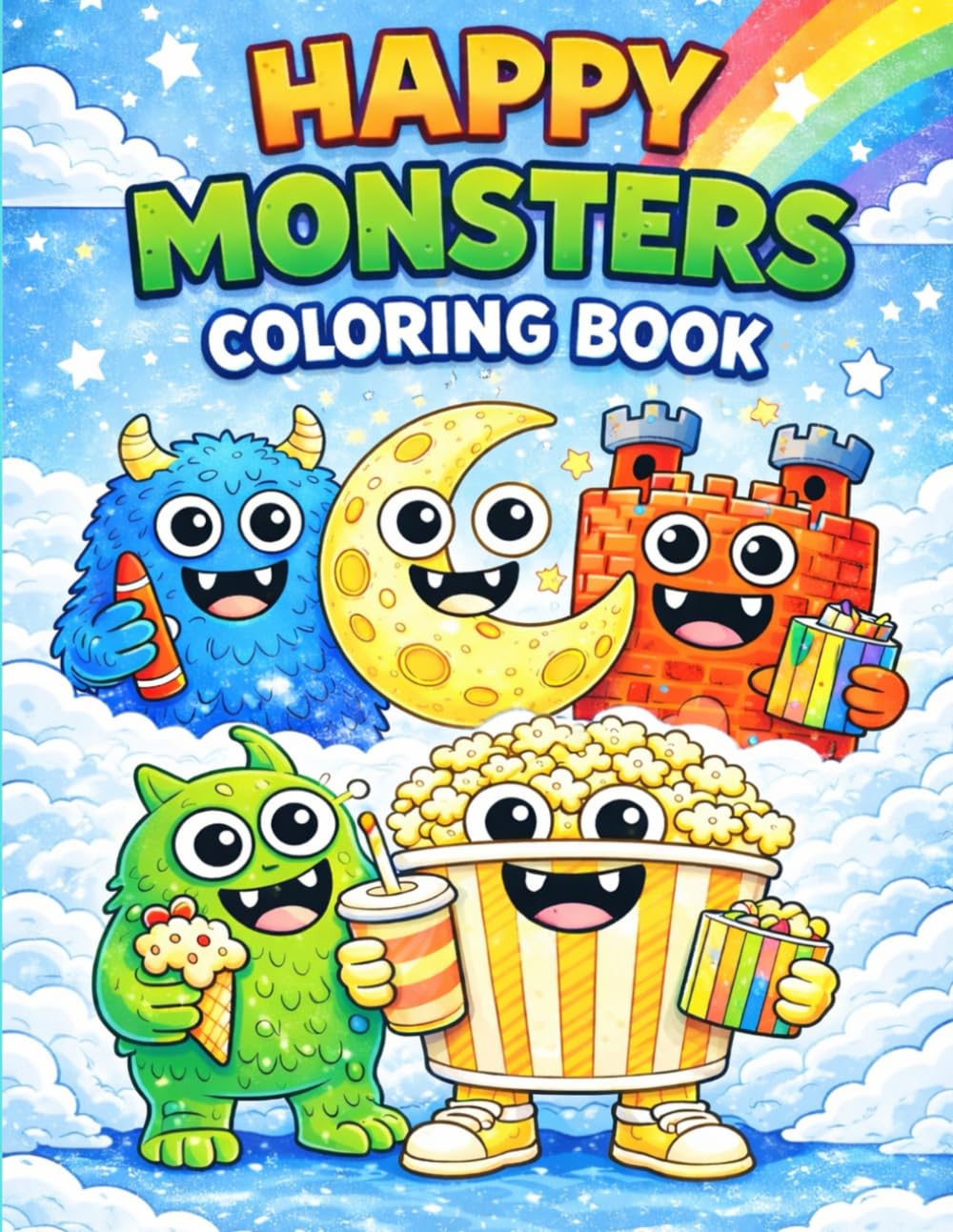 Happy Monsters Coloring Book: Fun and Easy Coloring Pages, Cute Designs for Kids Ages 4–8 (Cute & Funny Monsters Coloring Book)