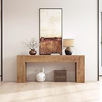 Vista 6 de Mesa consola extra larga para entrada, sala de estar, mesa de madera de granja de 78 pulgadas, consola rectangular con base doble de madera