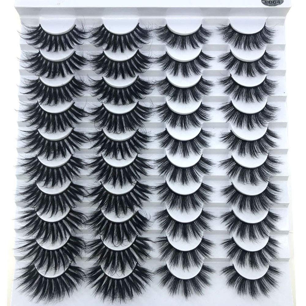 HBZGTLAD 20 pairs 5D Mink Lashes Natural False Eyelashes Dramatic Volume Fake Lashes Makeup Eyelash Extension Silk Eyelashes